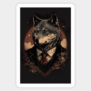 Handsome Wolf portrait wearing a suit Sticker